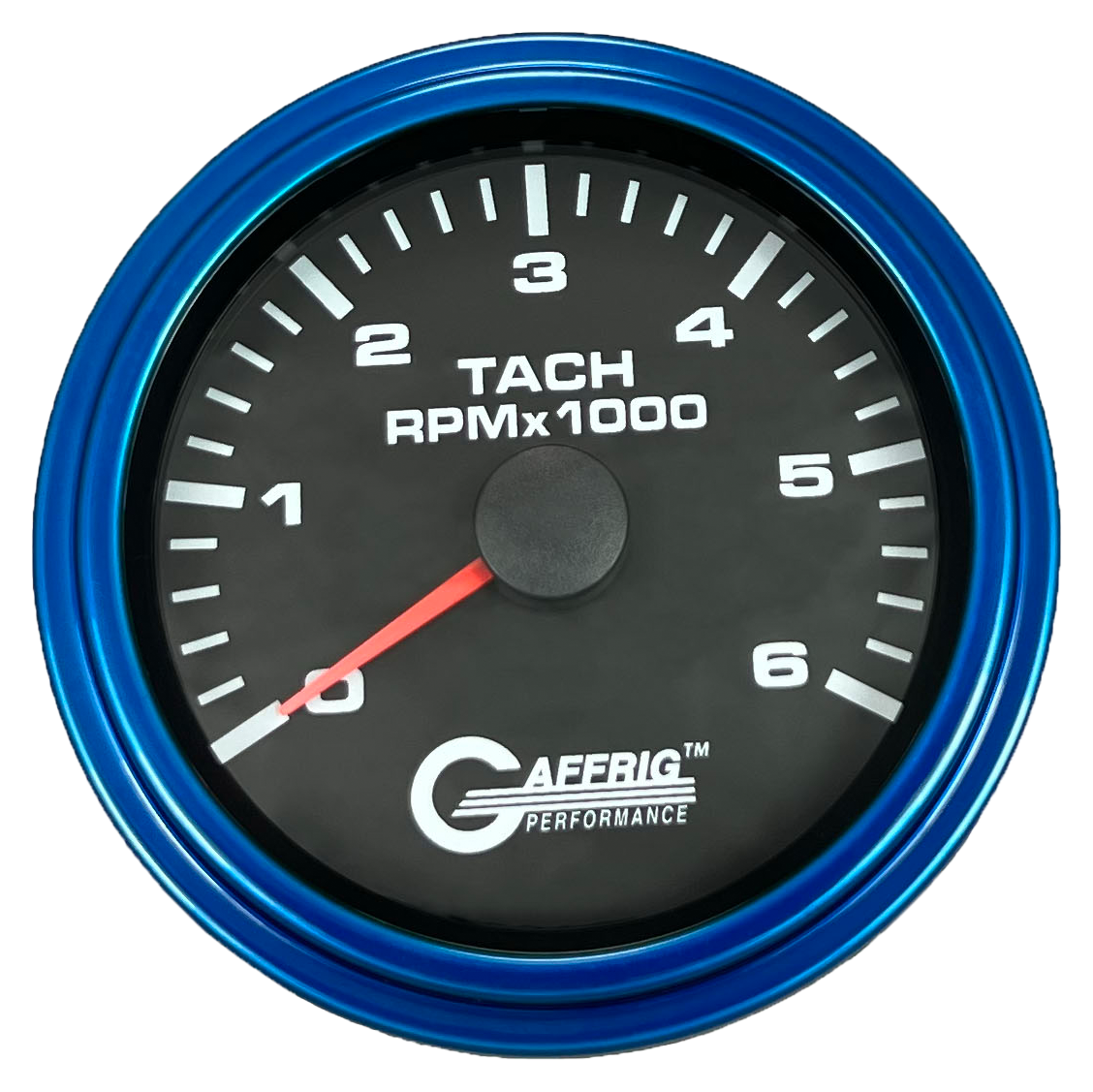 GAFFRIG 3 3/8 INCH TACHOMETER GAUGE 6000, 8000 & 10000 RPM BLACK 6000 / STEP RIM (008) / BLUE