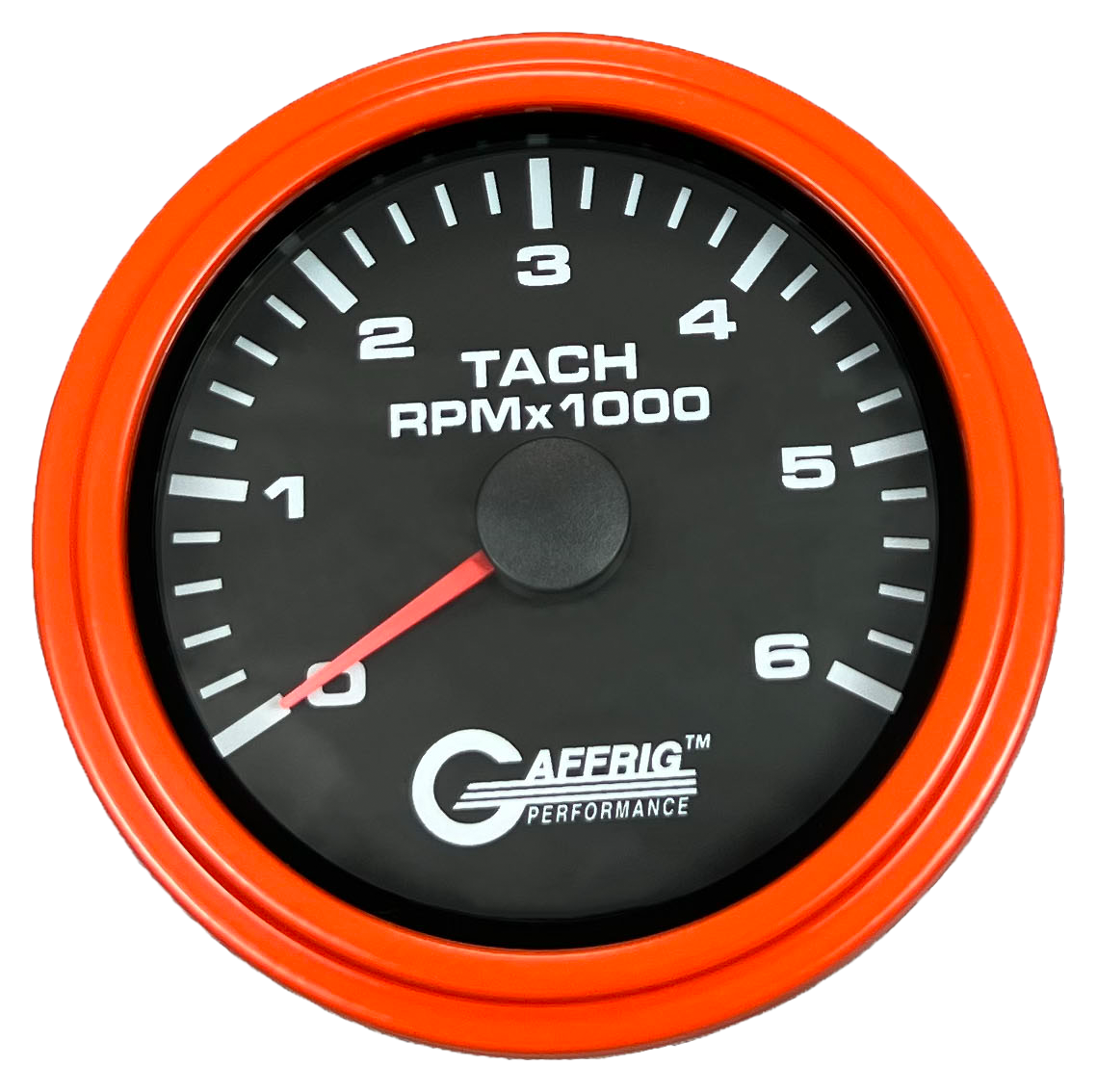 GAFFRIG 3 3/8 INCH TACHOMETER GAUGE 6000, 8000 & 10000 RPM BLACK 6000 / STEP RIM (008) / ORANGE