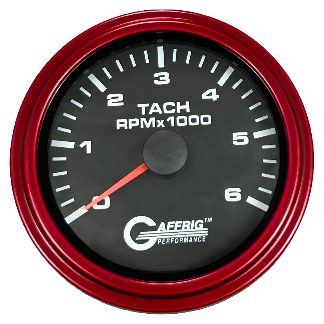 GAFFRIG 3 3/8 INCH TACHOMETER GAUGE 6000, 8000 & 10000 RPM BLACK 6000 / STEP RIM (008) / RED