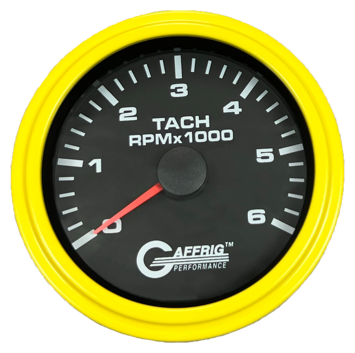 GAFFRIG 3 3/8 INCH TACHOMETER GAUGE 6000, 8000 & 10000 RPM BLACK 6000 / STEP RIM (008) / YELLOW