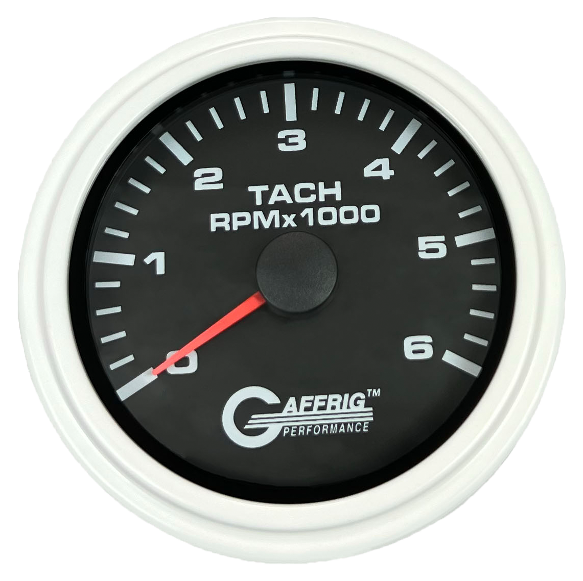 GAFFRIG 3 3/8 INCH TACHOMETER GAUGE 6000, 8000 & 10000 RPM BLACK 6000 / STEP RIM (008) / WHITE