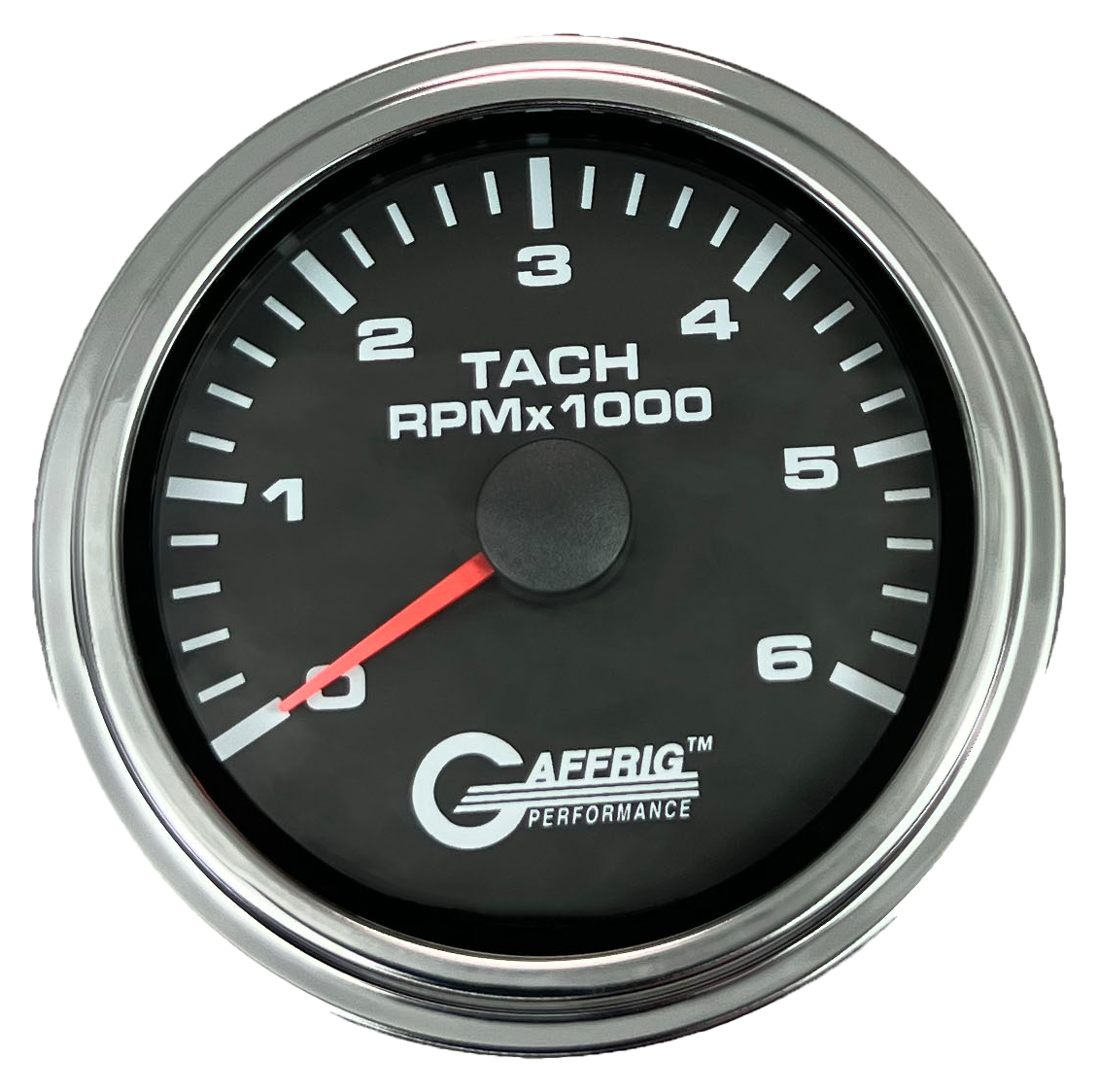 GAFFRIG 3 3/8 INCH TACHOMETER GAUGE 6000, 8000 & 10000 RPM BLACK 6000 / STEP RIM (008) / CHROME/POLISHED