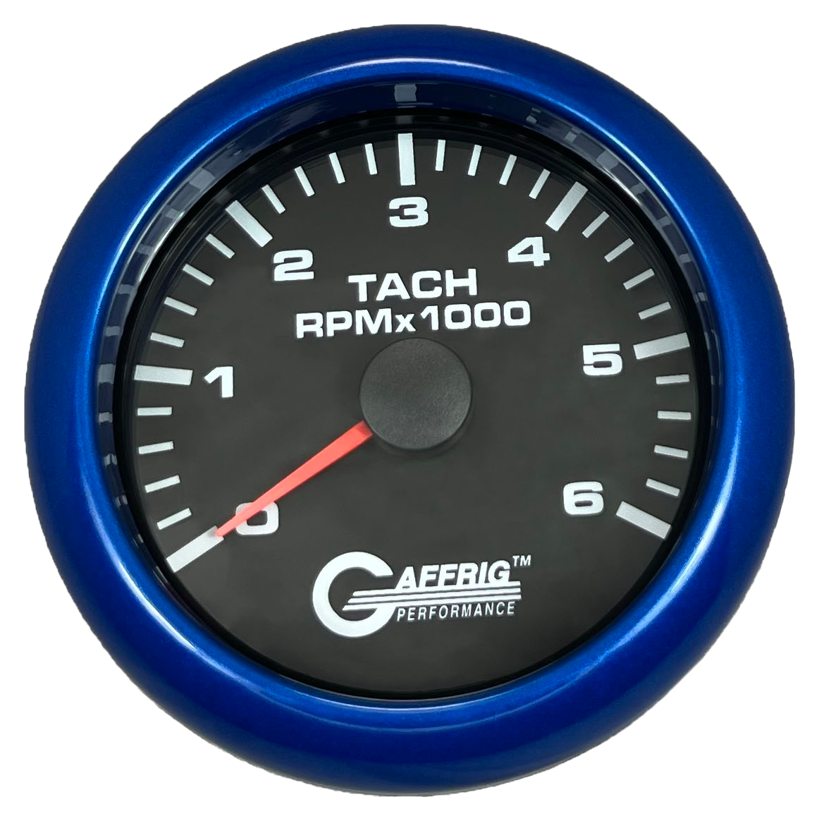 GAFFRIG 3 3/8 INCH TACHOMETER GAUGE 6000, 8000 & 10000 RPM BLACK 6000 / FAT RIM (338) / BLUE