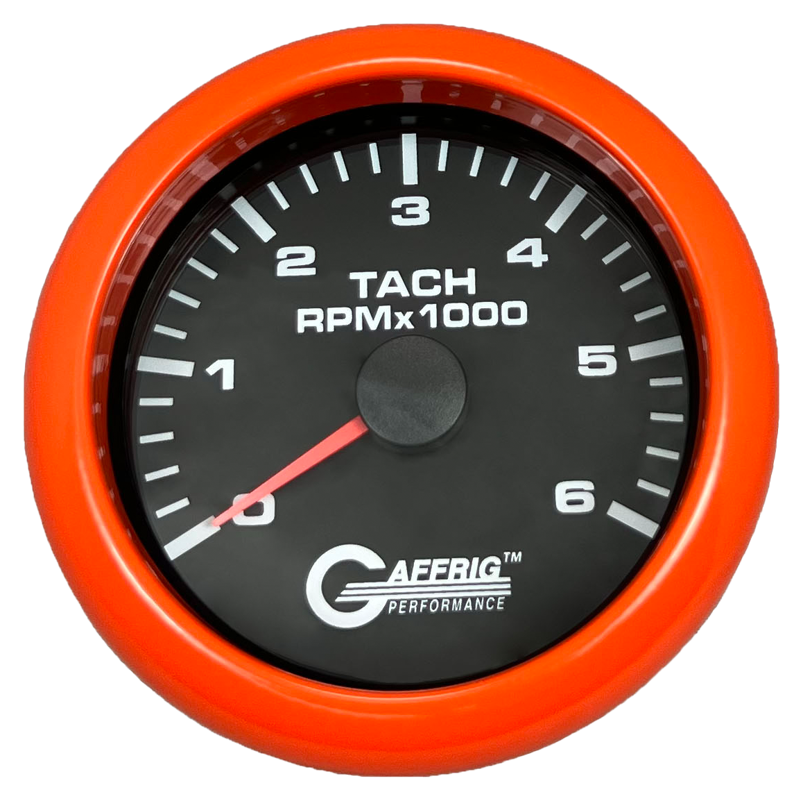 GAFFRIG 3 3/8 INCH TACHOMETER GAUGE 6000, 8000 & 10000 RPM BLACK 6000 / FAT RIM (338) / ORANGE