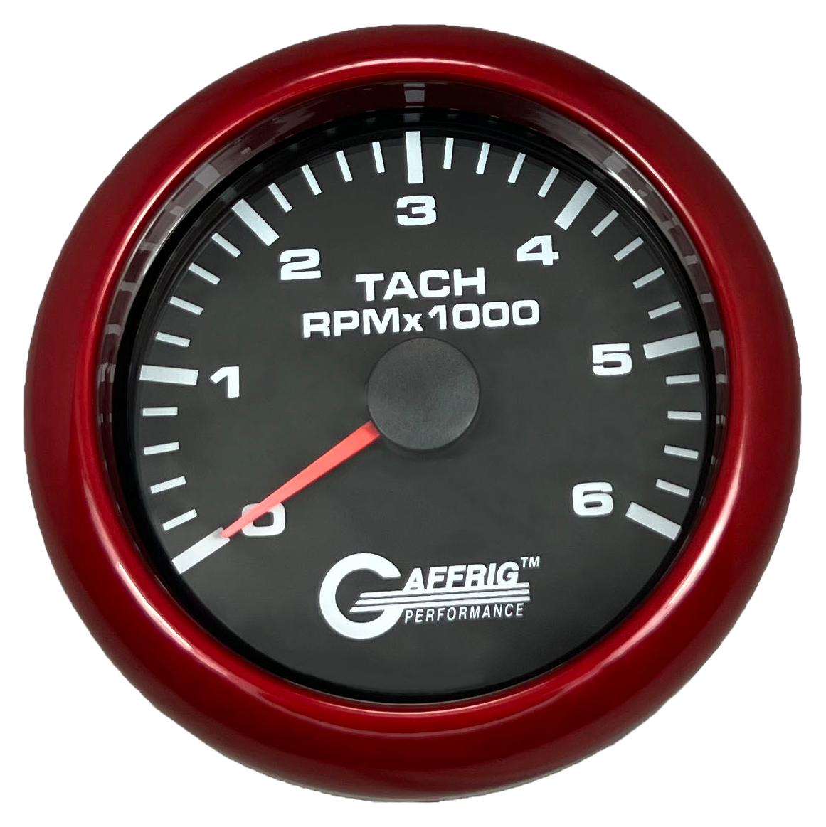 GAFFRIG 3 3/8 INCH TACHOMETER GAUGE 6000, 8000 & 10000 RPM BLACK 6000 / FAT RIM (338) / RED