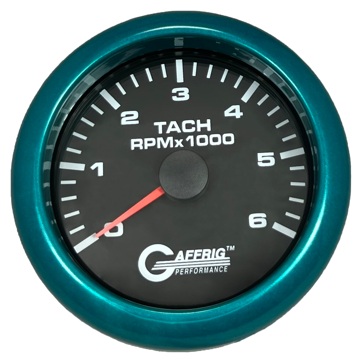 GAFFRIG 3 3/8 INCH TACHOMETER GAUGE 6000, 8000 & 10000 RPM BLACK 6000 / FAT RIM (338) / TEAL
