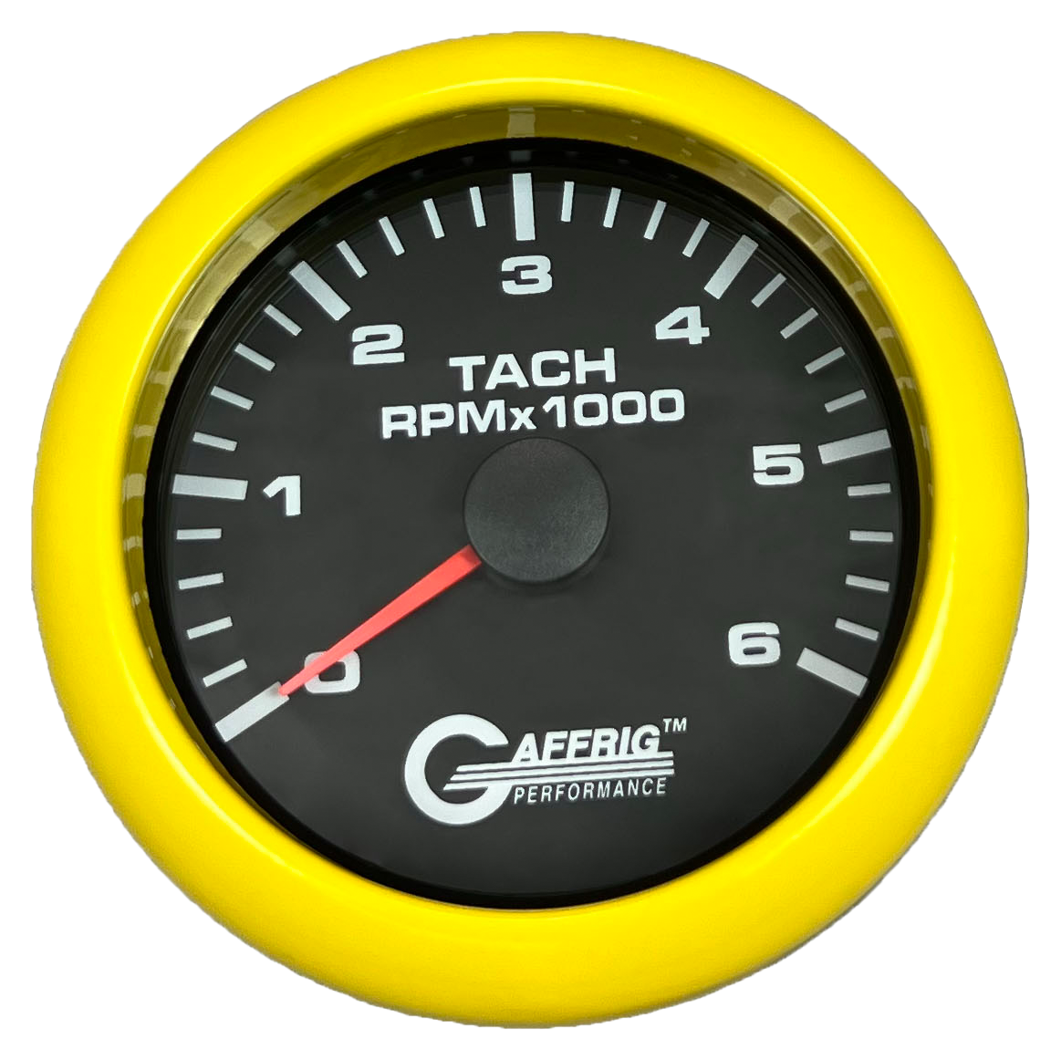 GAFFRIG 3 3/8 INCH TACHOMETER GAUGE 6000, 8000 & 10000 RPM BLACK 6000 / FAT RIM (338) / YELLOW