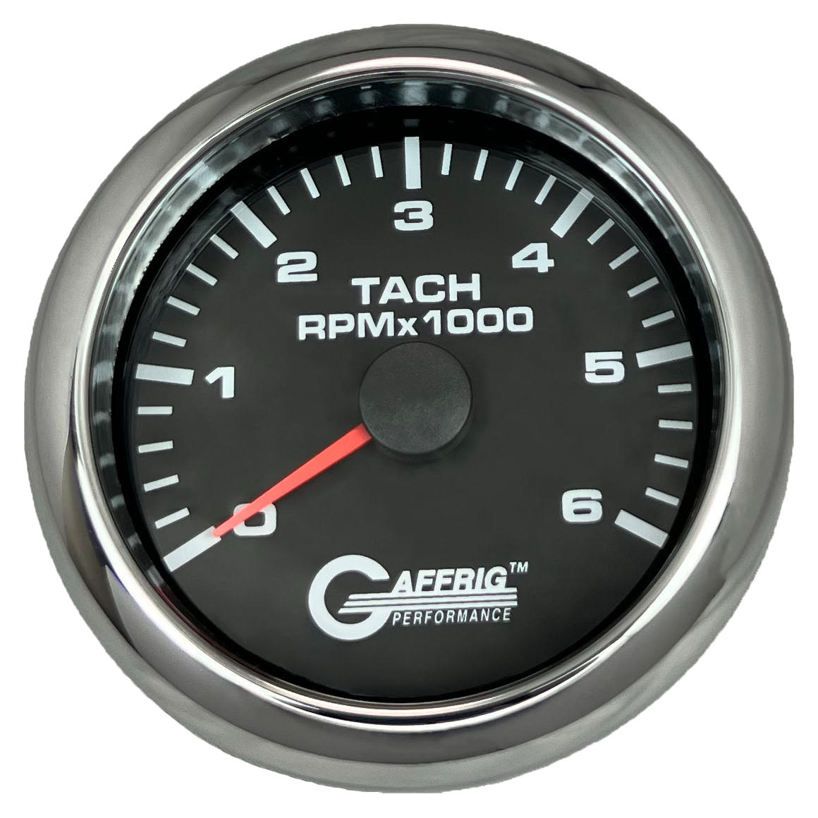 GAFFRIG 3 3/8 INCH TACHOMETER GAUGE 6000, 8000 & 10000 RPM BLACK 6000 / FAT RIM (338) / CHROME/POLISHED
