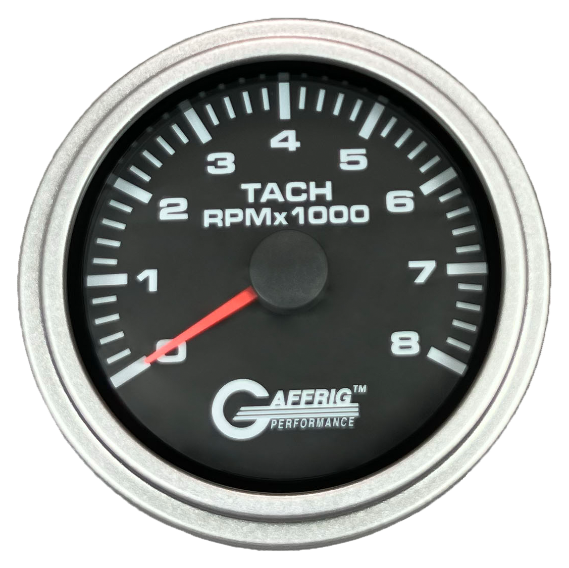 GAFFRIG 3 3/8 INCH TACHOMETER GAUGE 6000, 8000 & 10000 RPM BLACK 8000 / STEP RIM (008) / PLATINUM