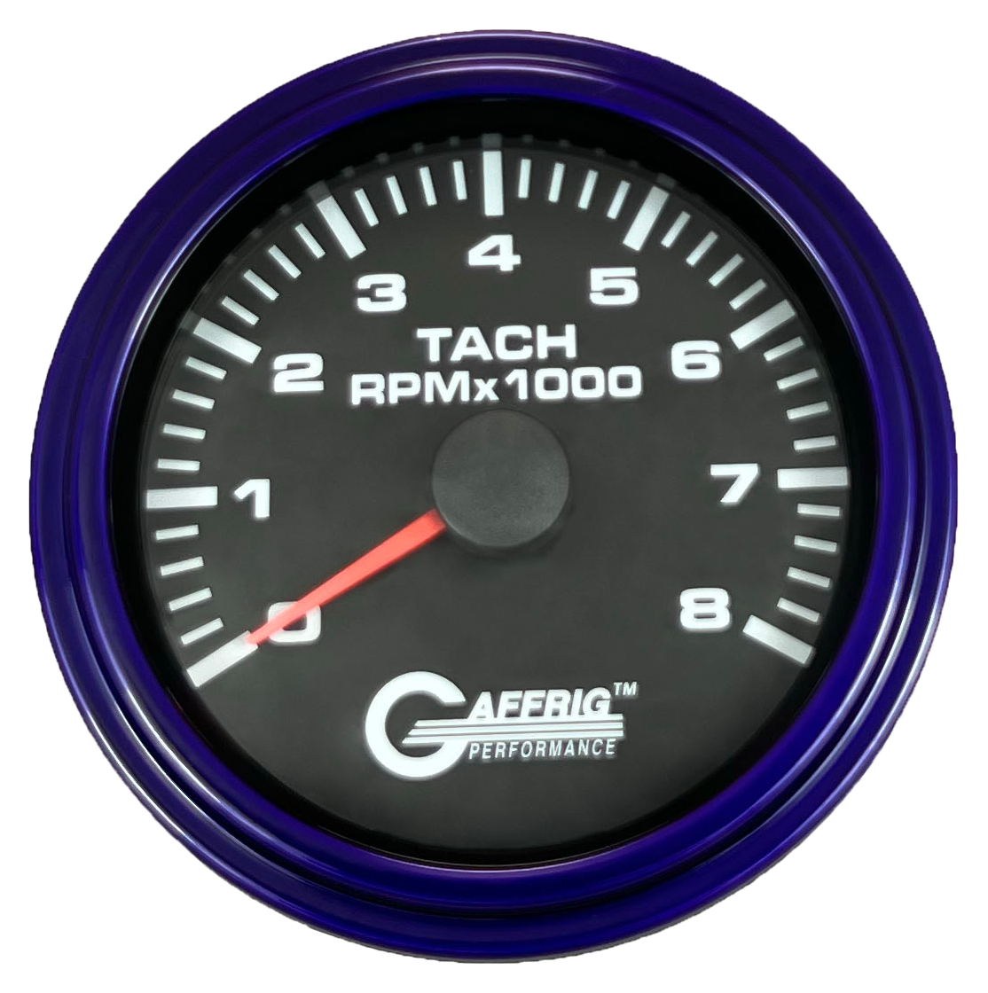 GAFFRIG 3 3/8 INCH TACHOMETER GAUGE 6000, 8000 & 10000 RPM BLACK 8000 / STEP RIM (008) / PURPLE