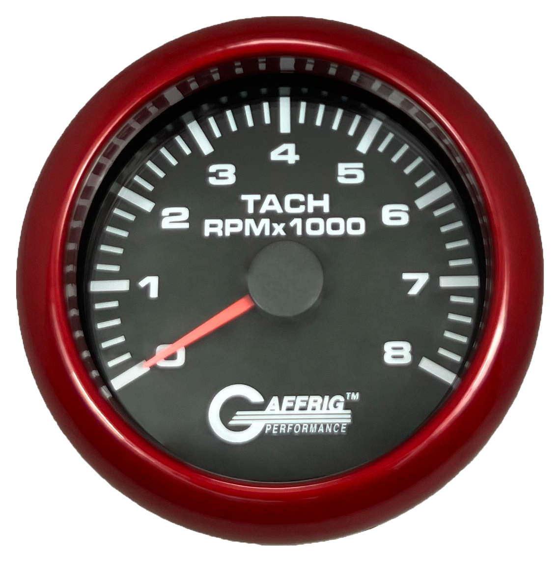 GAFFRIG 3 3/8 INCH TACHOMETER GAUGE 6000, 8000 & 10000 RPM BLACK 8000 / FAT RIM (338) / RED