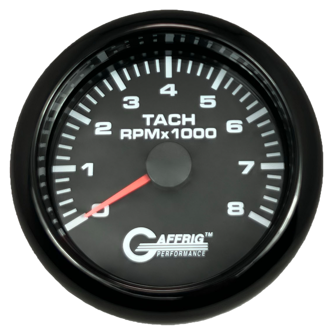 GAFFRIG 3 3/8 INCH TACHOMETER GAUGE 6000, 8000 & 10000 RPM BLACK 8000 / FAT RIM (338) / BLACK