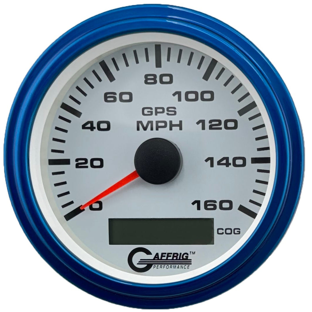 GAFFRIG 3 3/8 INCH GPS SPEEDOMETER KIT - WHITE - 80 MPH, 120 MPH, 160 MPH