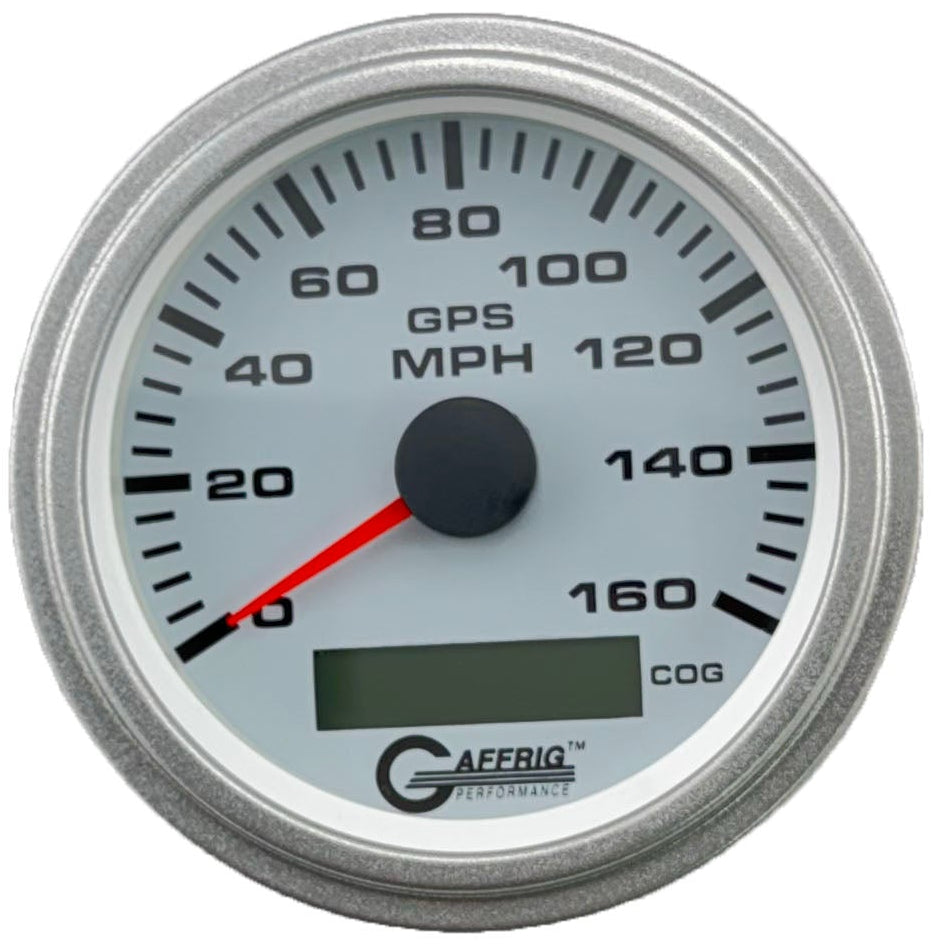 GAFFRIG 3 3/8 INCH GPS SPEEDOMETER KIT - WHITE - 80 MPH, 120 MPH, 160 MPH