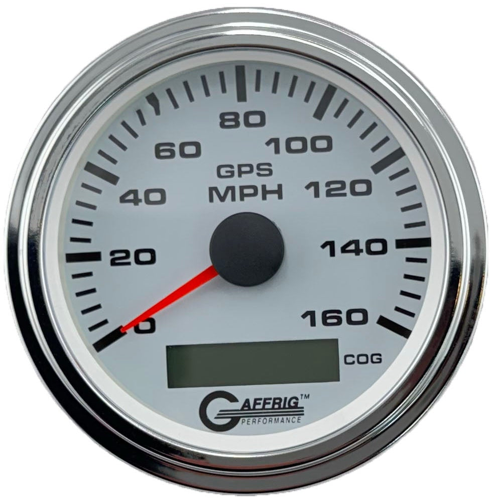 GAFFRIG 3 3/8 INCH GPS SPEEDOMETER KIT - WHITE - 80 MPH, 120 MPH, 160 MPH