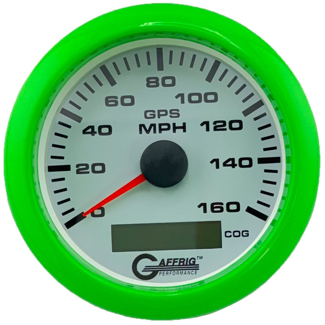 GAFFRIG 3 3/8 INCH GPS SPEEDOMETER KIT - WHITE - 80 MPH, 120 MPH, 160 MPH