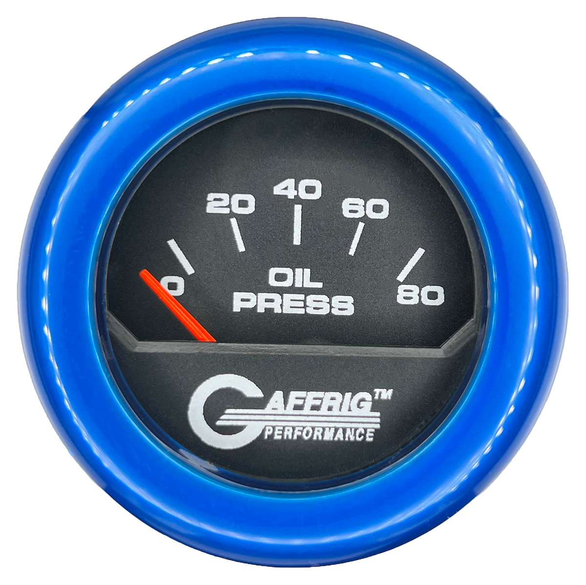 GAFFRIG 2 INCH ELECTRIC OIL PRESSURE GAUGE 0-80 BLACK / BLUE / FAT RIM