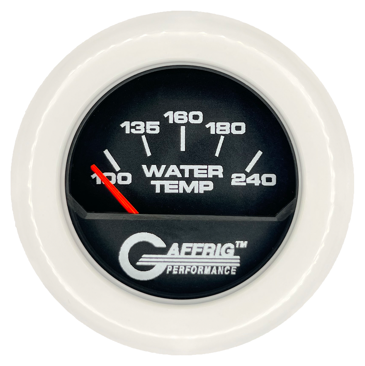 GAFFRIG 2 INCH ELECTRIC WATER TEMP 100-240 F GAUGE FAT RIM (218) / WHITE / BLACK