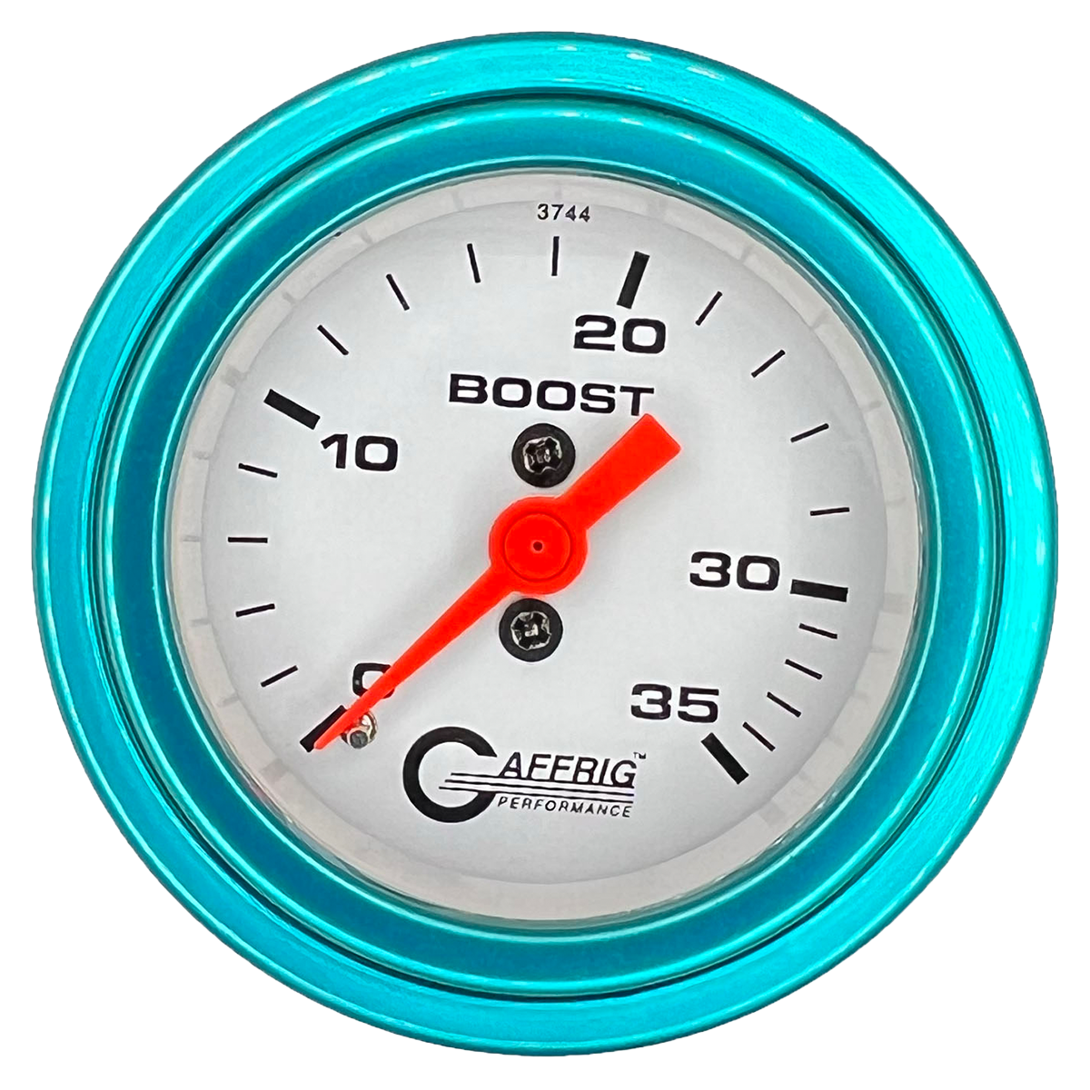 GAFFRIG 2 INCH MECHANICAL BOOST 0-35 PSI GAUGE STEP RIM (002) / TEAL / WHITE