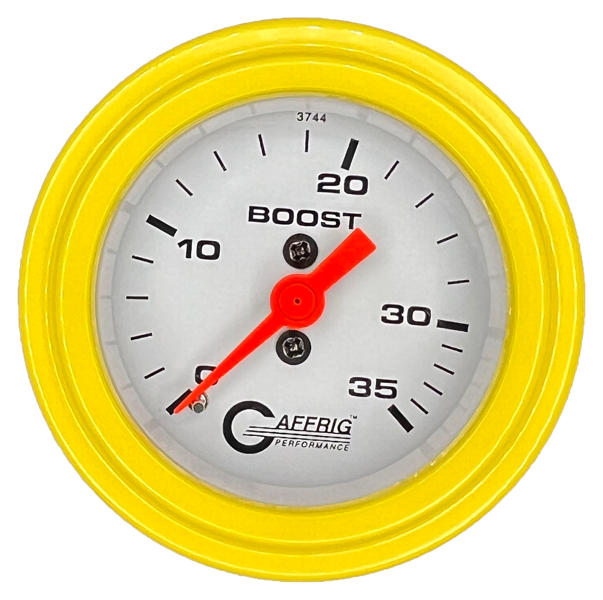 GAFFRIG 2 INCH MECHANICAL BOOST 0-35 PSI GAUGE STEP RIM (002) / YELLOW / WHITE