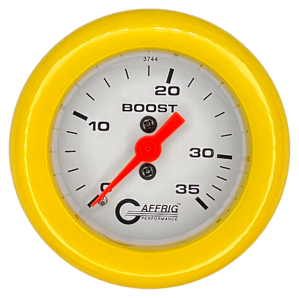 GAFFRIG 2 INCH MECHANICAL BOOST 0-35 PSI GAUGE FAT RIM (218) / YELLOW / WHITE