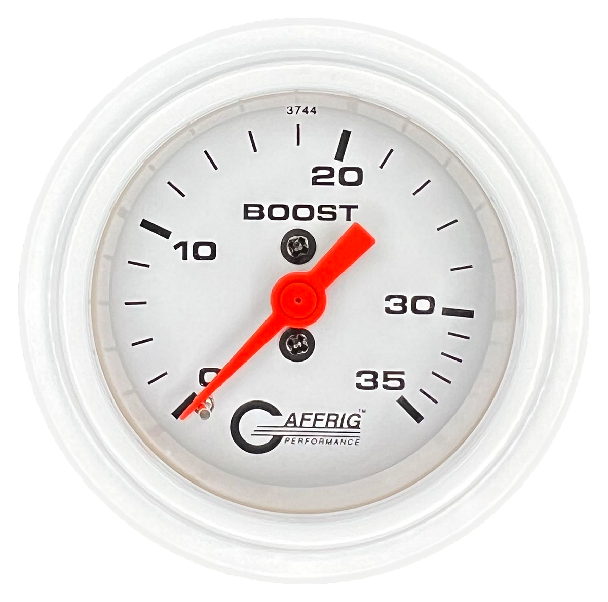 GAFFRIG 2 INCH MECHANICAL BOOST 0-35 PSI GAUGE STEP RIM (002) / WHITE / WHITE