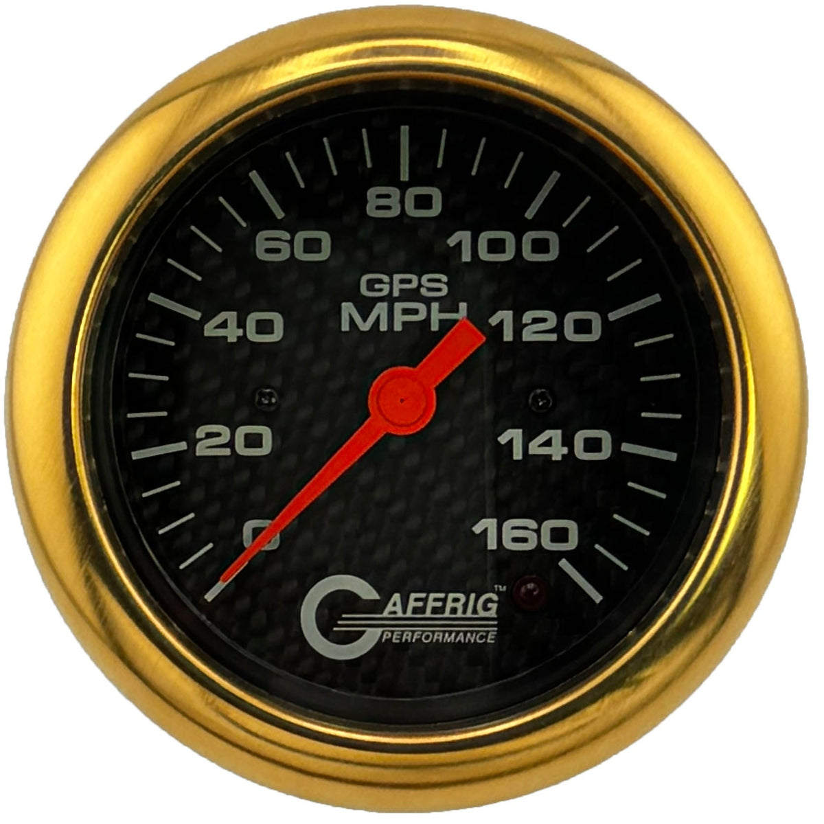 GAFFRIG 3 3/8 INCH GPS ANALOG SPEEDOMETER KIT - CARBON FIBER - 90 MPH, 120 MPH, 160 MPH