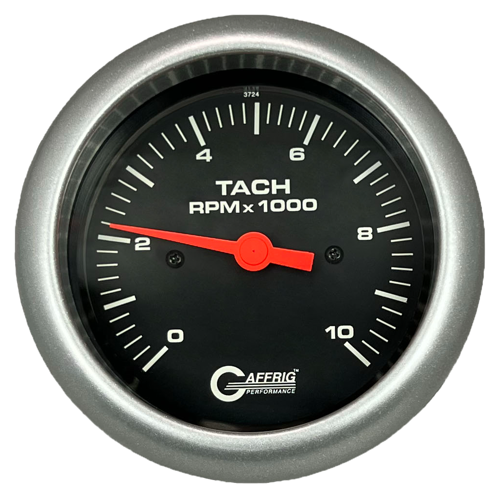 GAFFRIG 3 3/8 INCH TACHOMETER GAUGE 6000, 8000 & 10000 RPM BLACK 10000 / FAT RIM (338) / PLATINUM