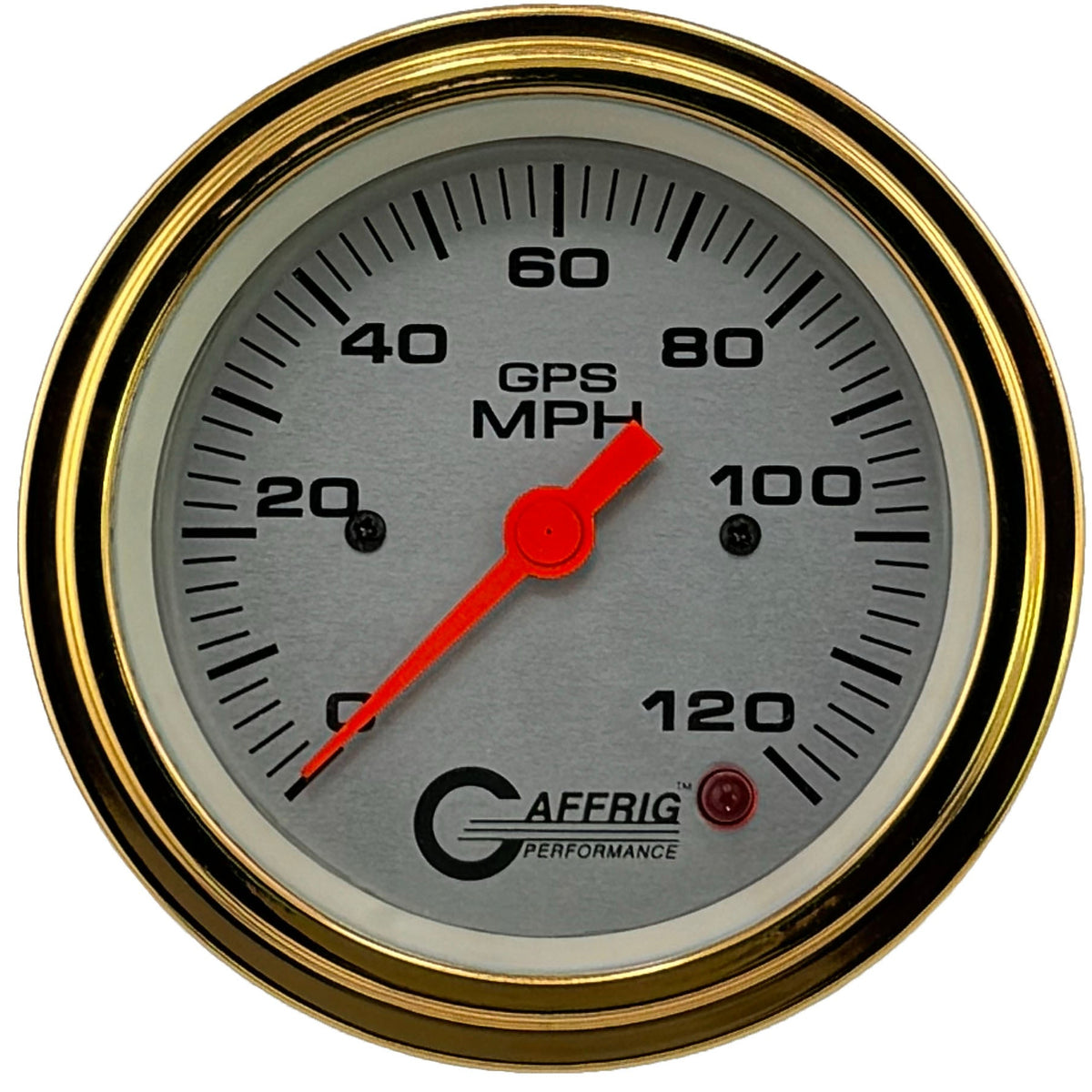 GAFFRIG 3 3/8 INCH GPS SPEEDOMETER - HEAD ONLY - PLATINUM - 90 MPH, 120 MPH, 160 MPH