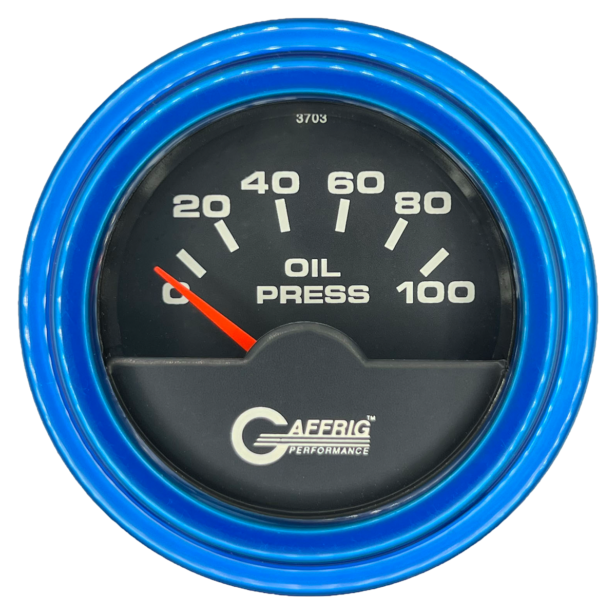 GAFFRIG 2 INCH ELECTRIC OIL PRESSURE GAUGE 0-100 PSI STEP RIM (002) / BLUE / BLACK