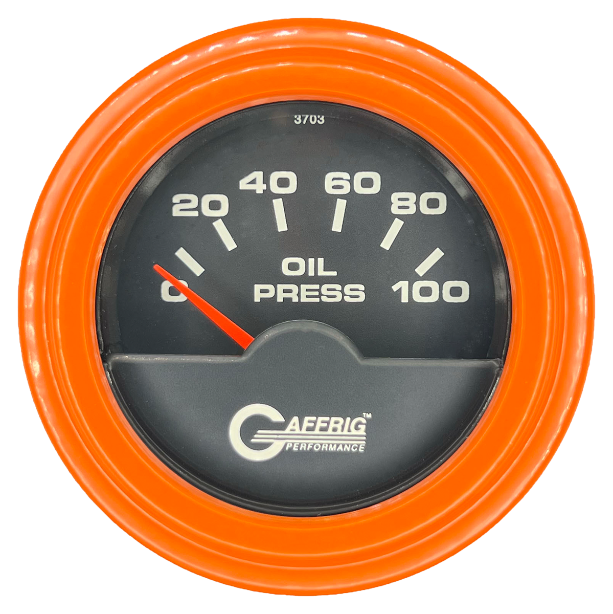 GAFFRIG 2 INCH ELECTRIC OIL PRESSURE GAUGE 0-100 PSI STEP RIM (002) / ORANGE / BLACK