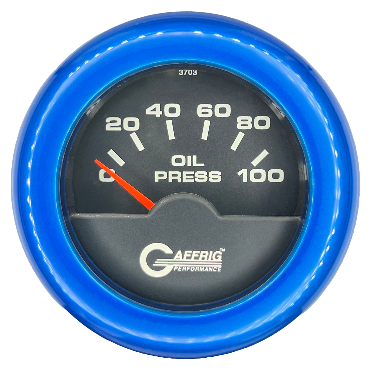 GAFFRIG 2 INCH ELECTRIC OIL PRESSURE GAUGE 0-100 PSI FAT RIM (218) / BLUE / BLACK