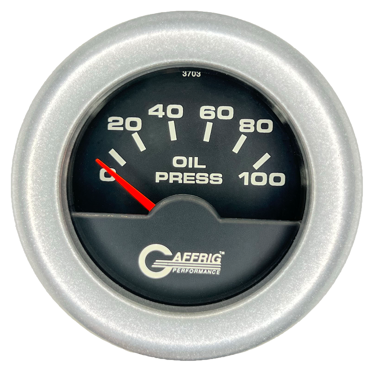 GAFFRIG 2 INCH ELECTRIC OIL PRESSURE GAUGE 0-100 PSI FAT RIM (218) / PLATINUM / BLACK