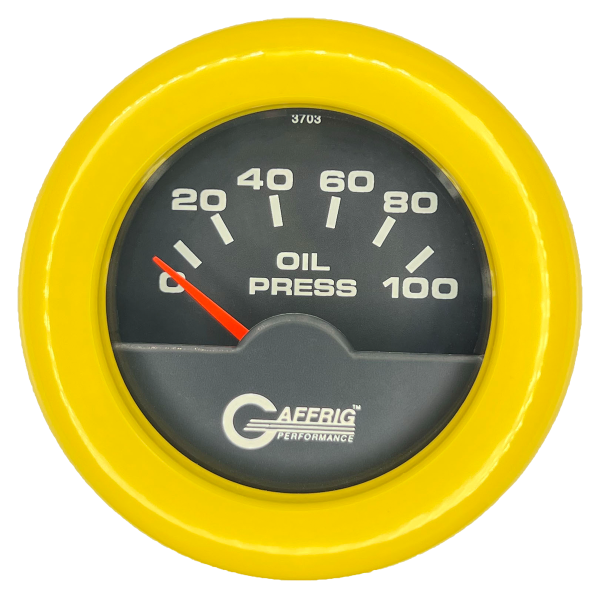 GAFFRIG 2 INCH ELECTRIC OIL PRESSURE GAUGE 0-100 PSI FAT RIM (218) / YELLOW / BLACK