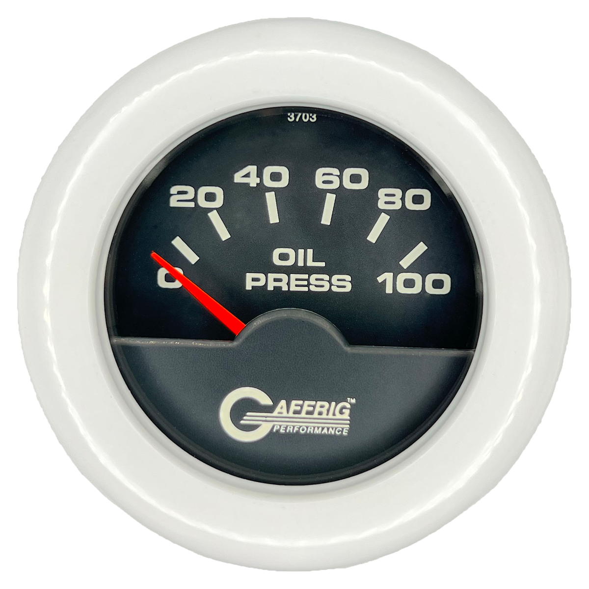 GAFFRIG 2 INCH ELECTRIC OIL PRESSURE GAUGE 0-100 PSI FAT RIM (218) / WHITE / BLACK