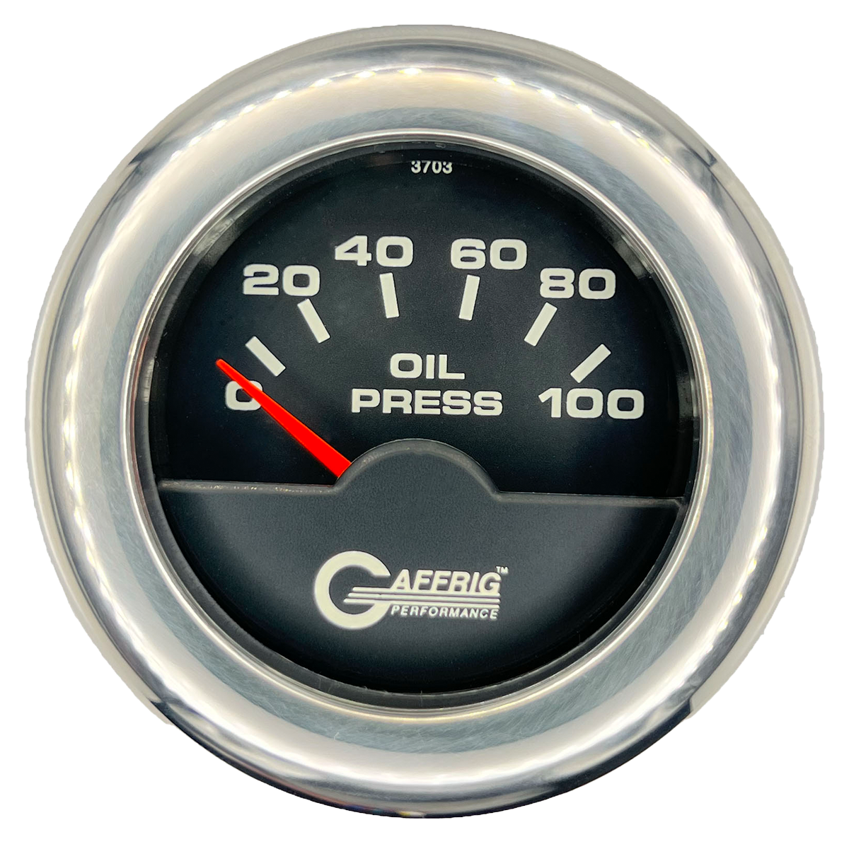 GAFFRIG 2 INCH ELECTRIC OIL PRESSURE GAUGE 0-100 PSI FAT RIM (218) / CHROME/POLISHED / BLACK
