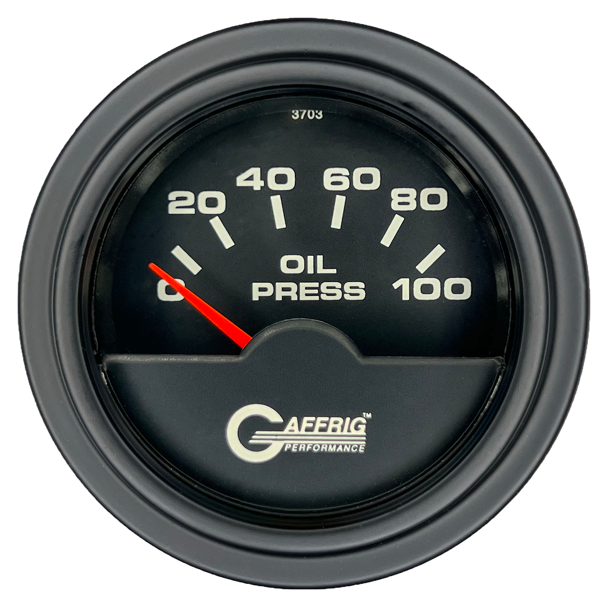 GAFFRIG 2 INCH ELECTRIC OIL PRESSURE GAUGE 0-100 PSI STEP RIM (002) / BLACK / BLACK