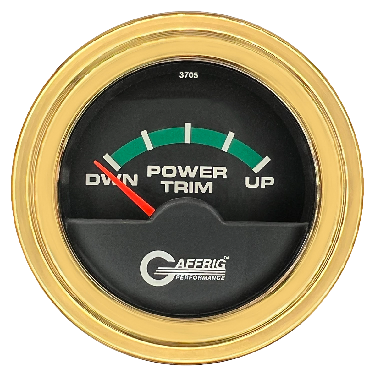 GAFFRIG 2 INCH ELECTRIC TRIM METER OMC GAUGE STEP RIM (002) / GOLD / BLACK