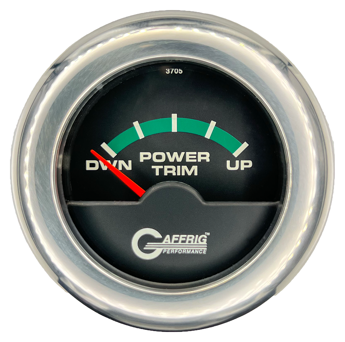 GAFFRIG 2 INCH ELECTRIC TRIM METER OMC GAUGE FAT RIM (218) / CHROME/POLISHED / BLACK