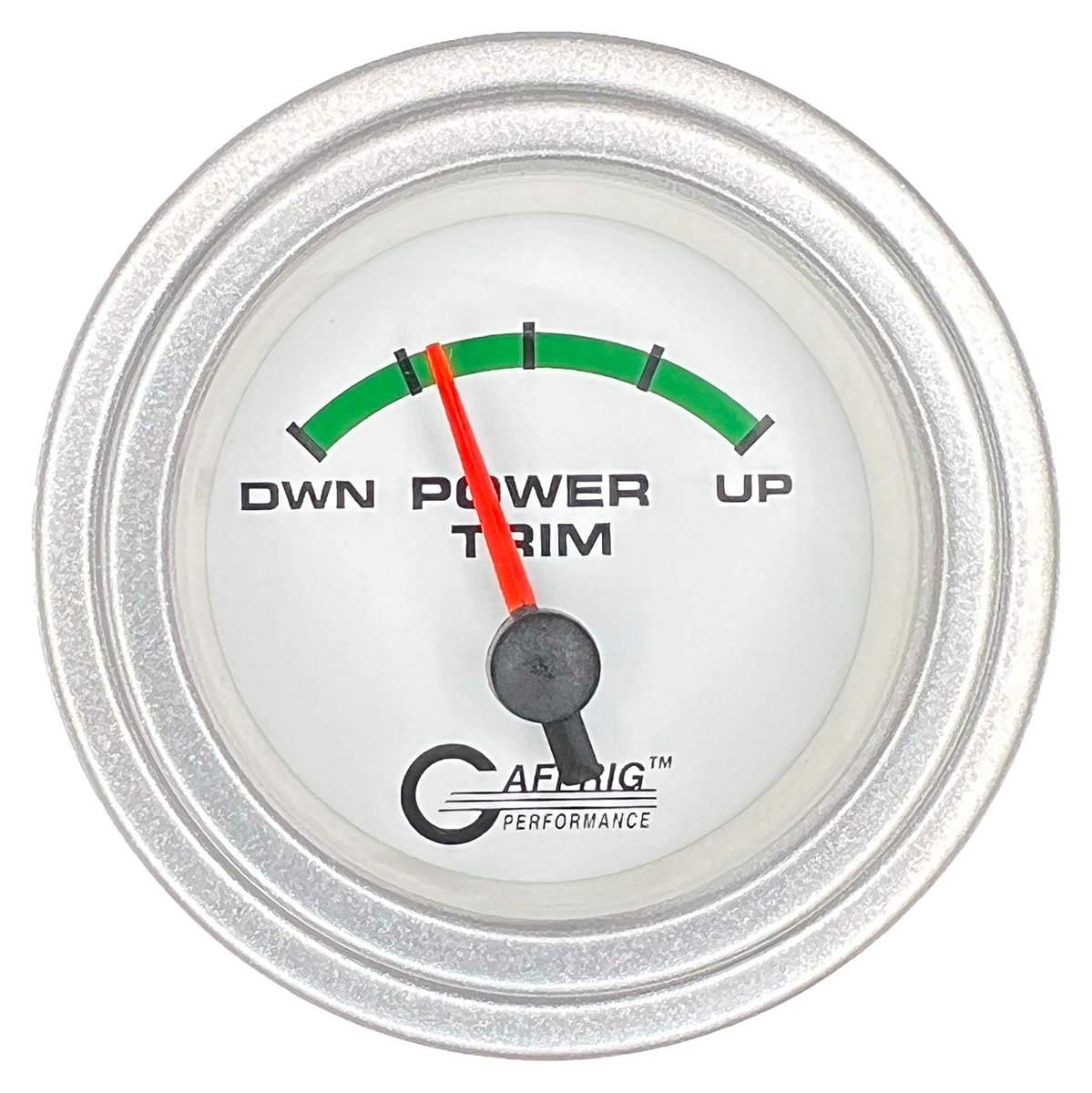 GAFFRIG 2 INCH ELECTRIC TRIM METER OMC GAUGE STEP RIM (002) / PLATINUM / WHITE