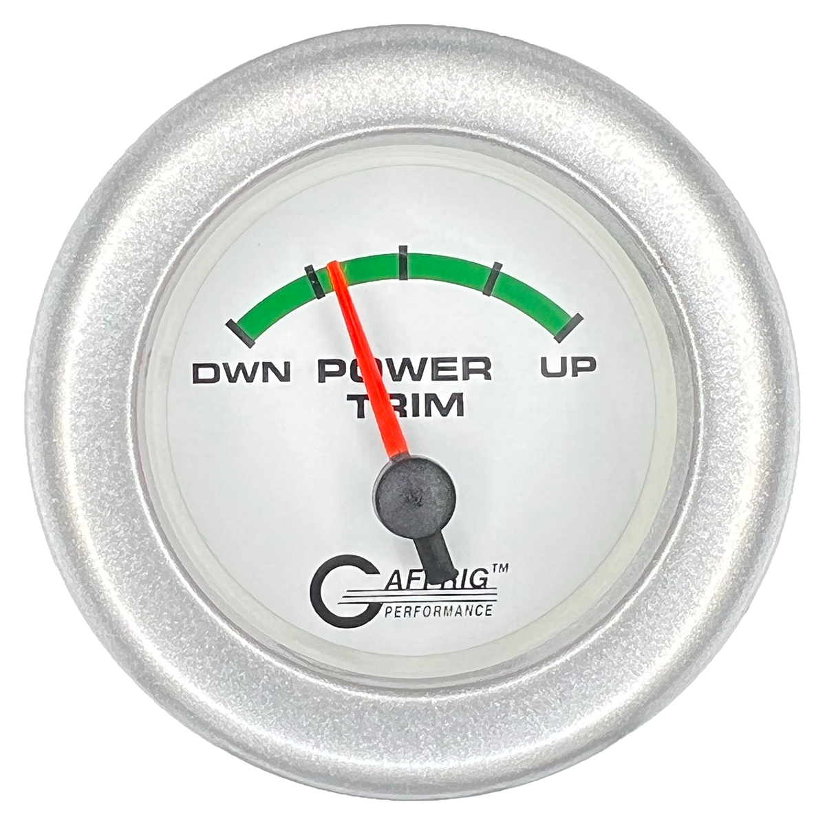 GAFFRIG 2 INCH ELECTRIC TRIM METER OMC GAUGE FAT RIM (218) / PLATINUM / WHITE