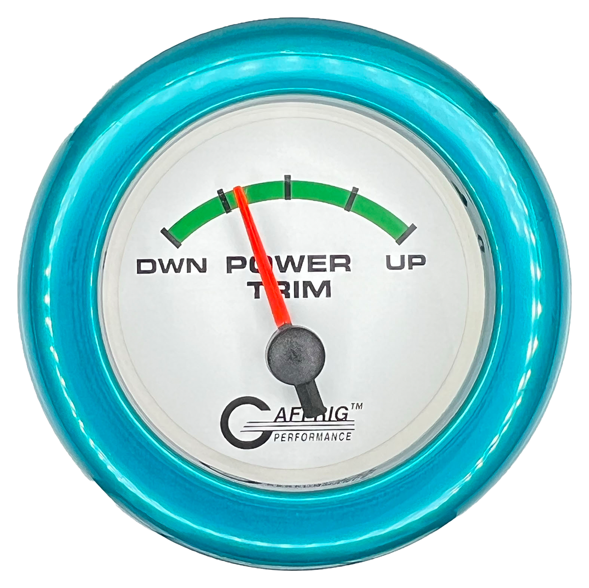 GAFFRIG 2 INCH ELECTRIC TRIM METER OMC GAUGE FAT RIM (218) / TEAL / WHITE