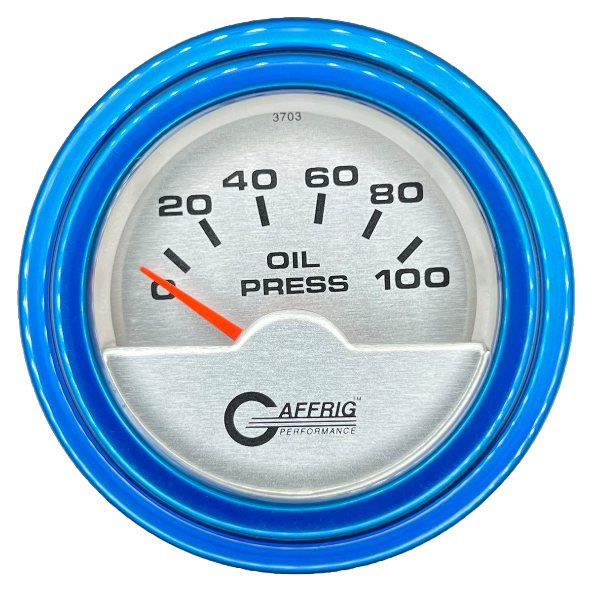 GAFFRIG 2 INCH ELECTRIC OIL PRESSURE GAUGE 0-100 PSI STEP RIM (002) / BLUE / PLATINUM