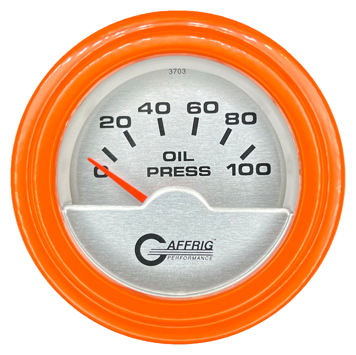 GAFFRIG 2 INCH ELECTRIC OIL PRESSURE GAUGE 0-100 PSI STEP RIM (002) / ORANGE / PLATINUM