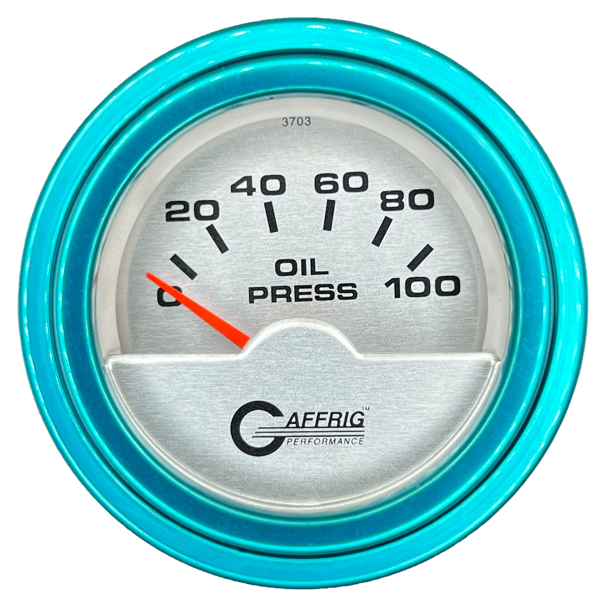 GAFFRIG 2 INCH ELECTRIC OIL PRESSURE GAUGE 0-100 PSI STEP RIM (002) / TEAL / PLATINUM