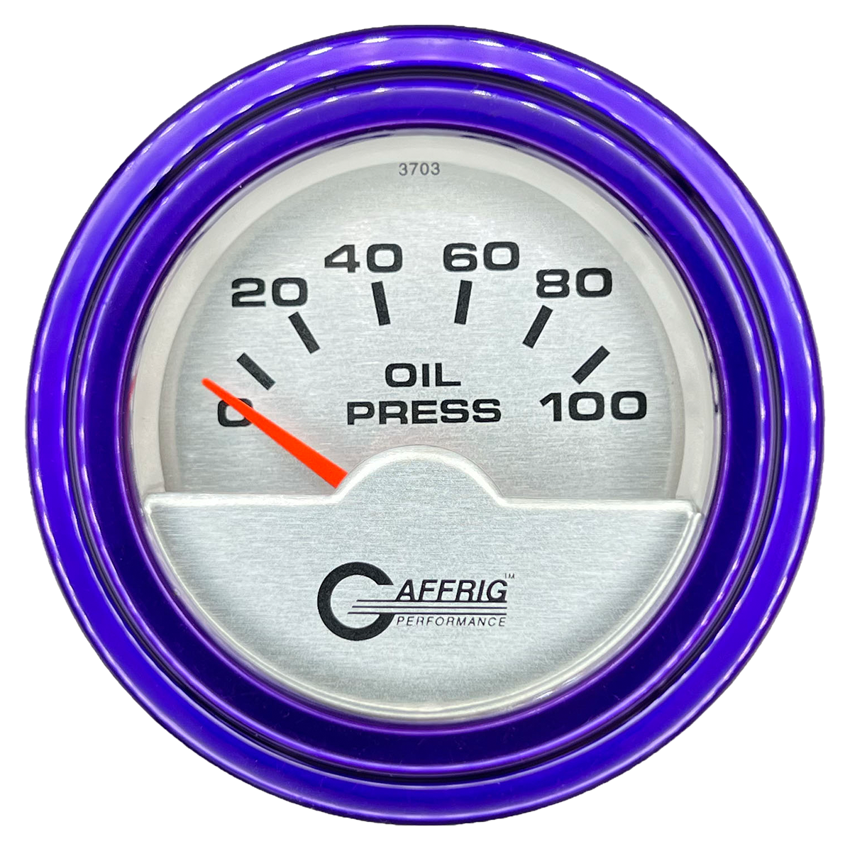 GAFFRIG 2 INCH ELECTRIC OIL PRESSURE GAUGE 0-100 PSI STEP RIM (002) / PURPLE / PLATINUM