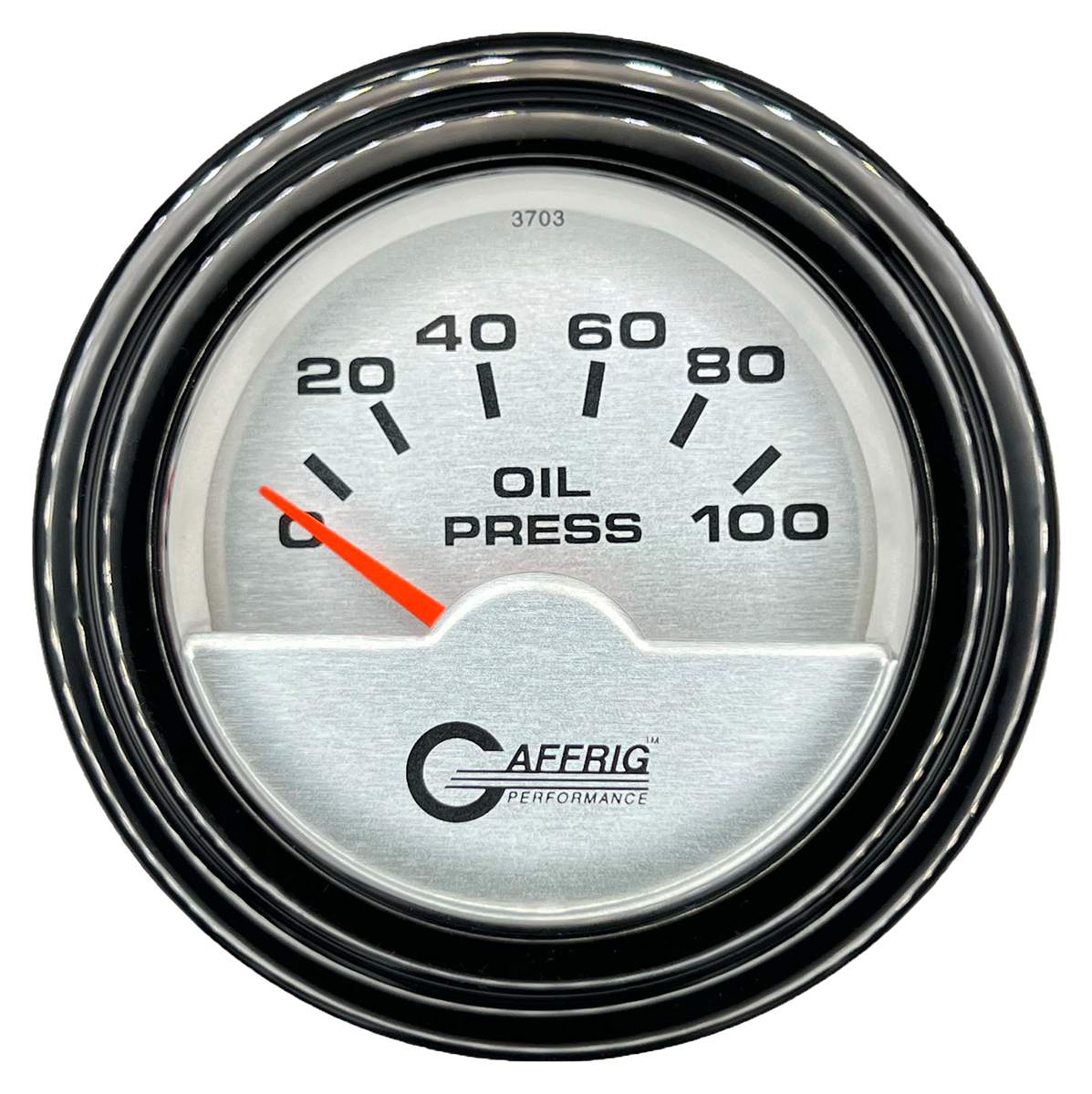 GAFFRIG 2 INCH ELECTRIC OIL PRESSURE GAUGE 0-100 PSI STEP RIM (002) / BLACK / PLATINUM