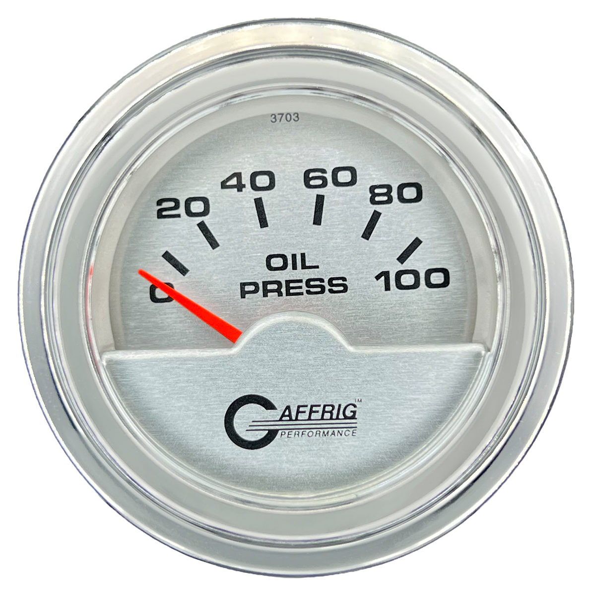 GAFFRIG 2 INCH ELECTRIC OIL PRESSURE GAUGE 0-100 PSI STEP RIM (002) / CHROME/POLISHED / PLATINUM
