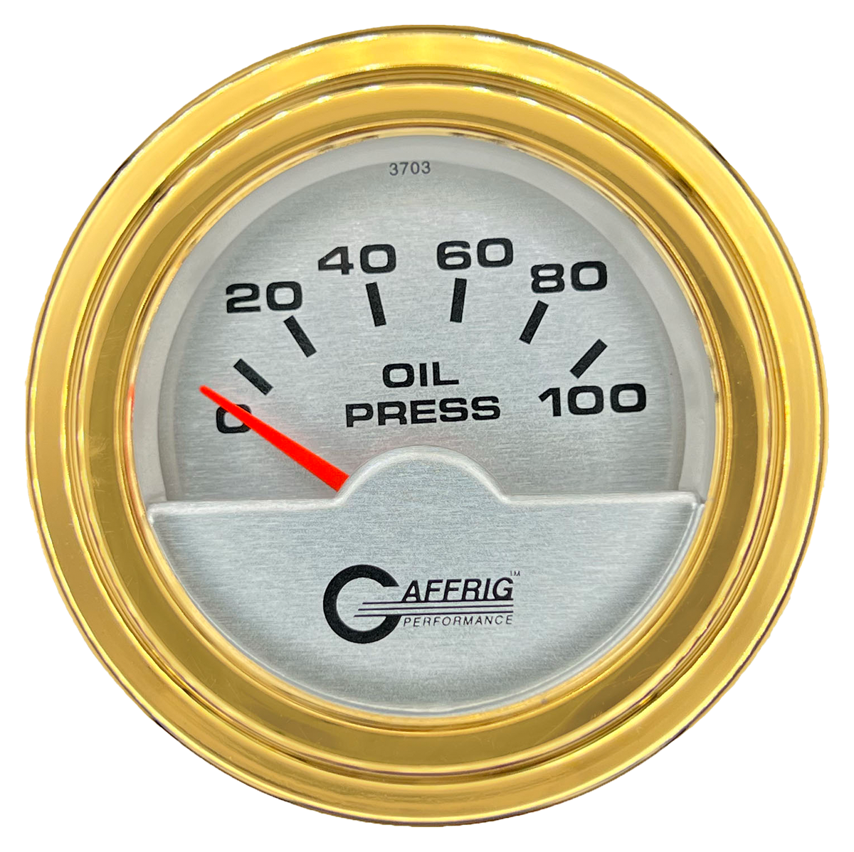 GAFFRIG 2 INCH ELECTRIC OIL PRESSURE GAUGE 0-100 PSI STEP RIM (002) / GOLD / PLATINUM