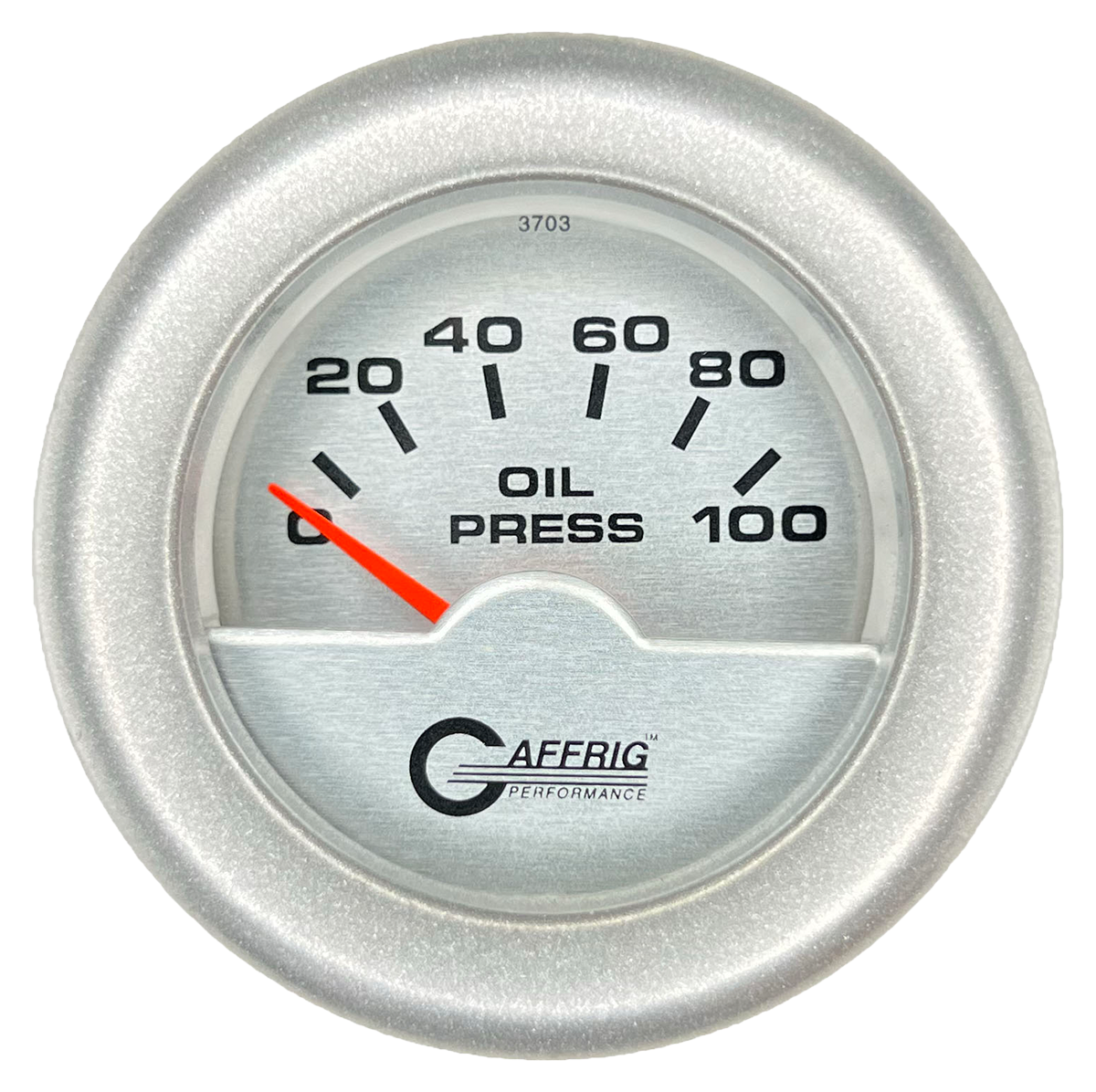 GAFFRIG 2 INCH ELECTRIC OIL PRESSURE GAUGE 0-100 PSI FAT RIM (218) / PLATINUM / PLATINUM